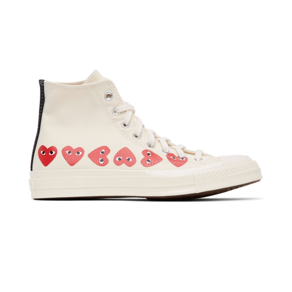 COMMES DES GARÇONS PLAY Off white converse edition multiple hearts high tops